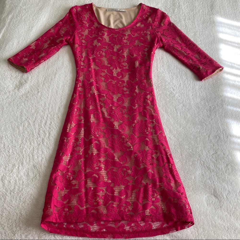 Lovers + Friends Sway Lace Dress Hot Pink Sz XS